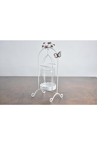 SETABIANCA Setabıanca Ferforje Flower Standlı Mumluk Büyük 15x35 Cm