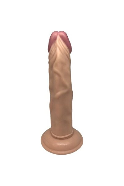 Erolife Hafif Damarlı Düz 20 Cm Realistik Dildo Masaj Yağı Hediyeli