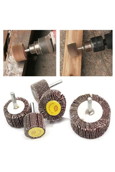 Depolife 5 Pieces 60 Grit Circle Sanding Set - Wood Metal Sanding Flap Cylinder with Sanding Handle