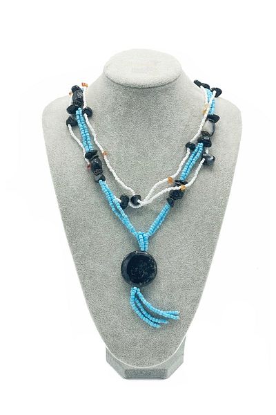 Dünyadan Hediyeler Unisex Brazilian Natural Tourmaline And Agate Ethnic Necklace