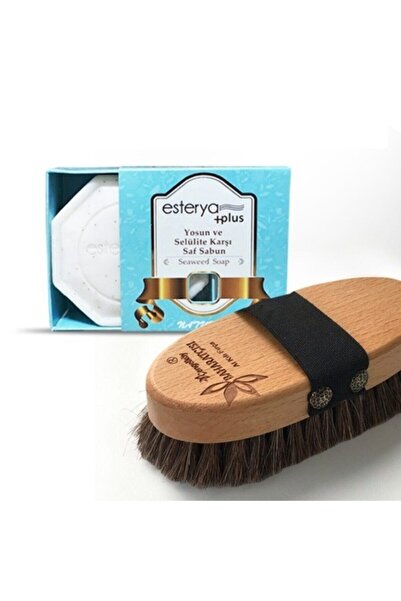 Çengelköy Baharatçısı فرشاة السيلوليت الطبيعية 100% من شعر الحصان من The Pure Therapy، صابون الأعشاب البحرية Esterya Plus