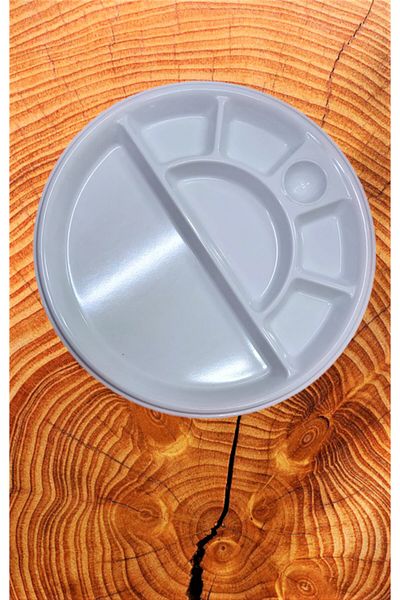 Evren Round Compartment Thermo Melamine Breakfast Plate 30 cm 6 Compartments
