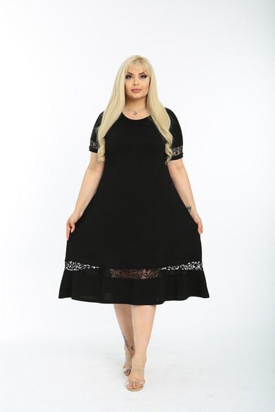 Mezura Summer Plus Size Knee Length Viscose Combed Cotton Dress