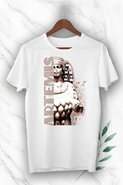 perseusshopping تي شيرت أرتميس أبيض للرجال مطبوع عليه الأساطير