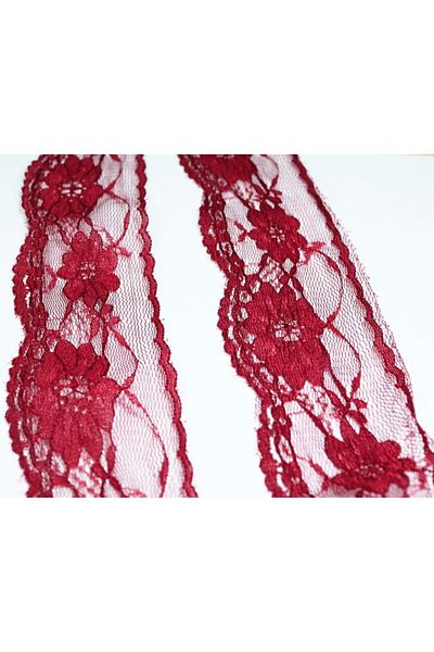 tuhafiyecimiz Light Burgundy Nylon Lace 5 Meter Ball 5 cm 730