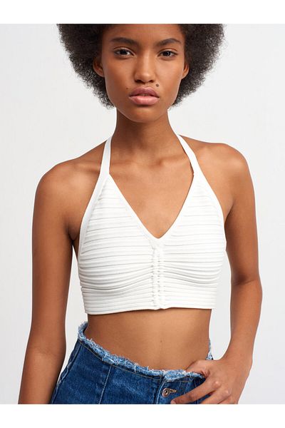 Dilvin 1011 Hátsó csipke kötöttáru Bustier-ecru