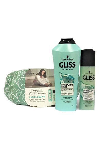 Gliss Nutribalance Repair Shampoo and Liquid Conditioner - 360 Ml+200 Ml (With Bag Gift)