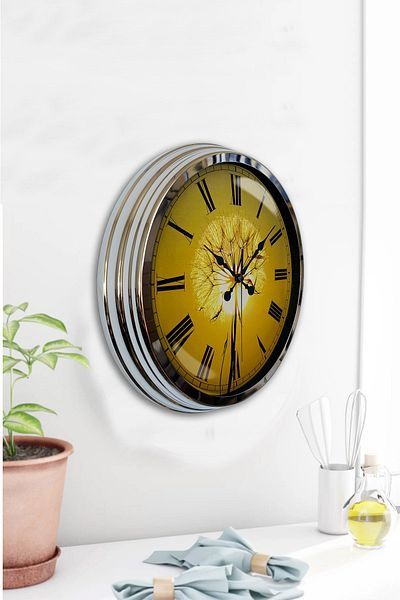 Kasva Concept Gift 40 cm Chrome Metal Sun Wall Clock