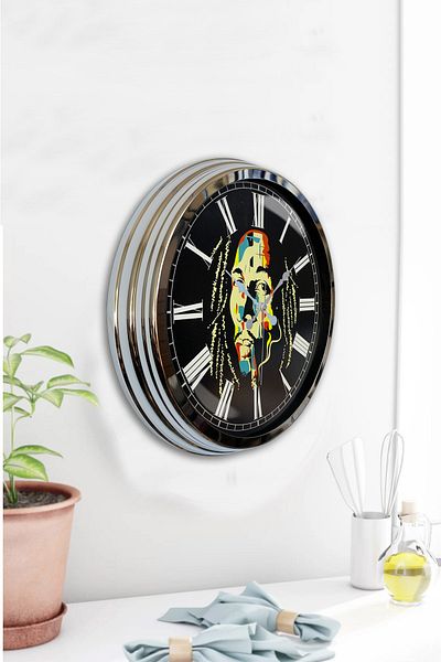 Kasva Concept Cadou Decorativ 40 Cm Crom Metal Bob Marley Ceas de Perete