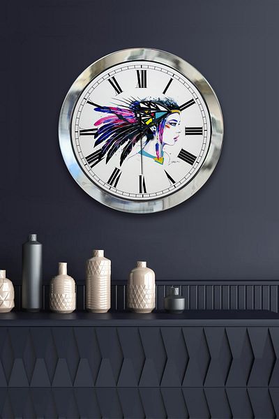 Kasva Concept Gift 36 cm Chrome Metal Art Work Wall Clock