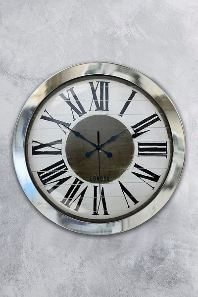 Kasva Concept Gift 36 cm Chrome Metal Royal Wall Clock