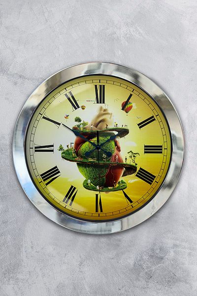 Kasva Concept Gift 36 cm Chrome Metal Natural Wall Clock