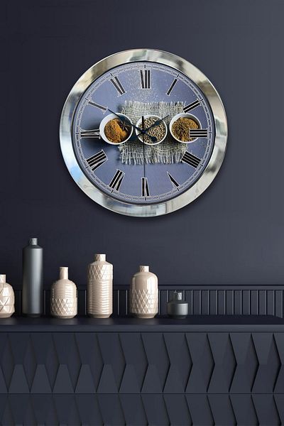 Kasva Concept Gift 36 cm Chrome Metal Kitchen Wall Clock