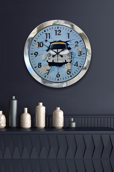 Kasva Concept 36 cm Chrome Metal Flower Abbas Wall Clock