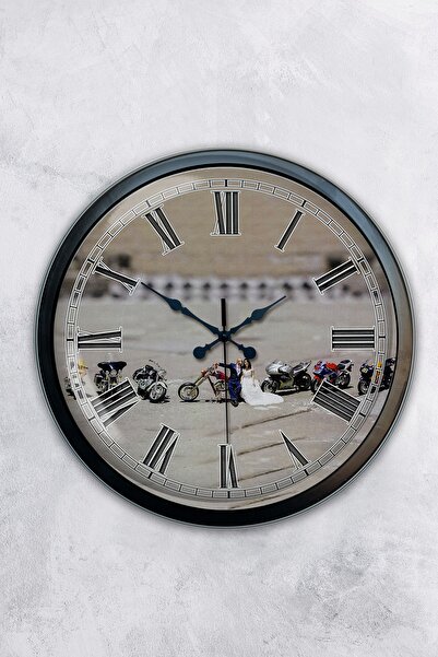 AİB STORE Ρολόι τοίχου 40 εκ. Μαύρο Μεταλλικό Νυφικό Γαμπρός