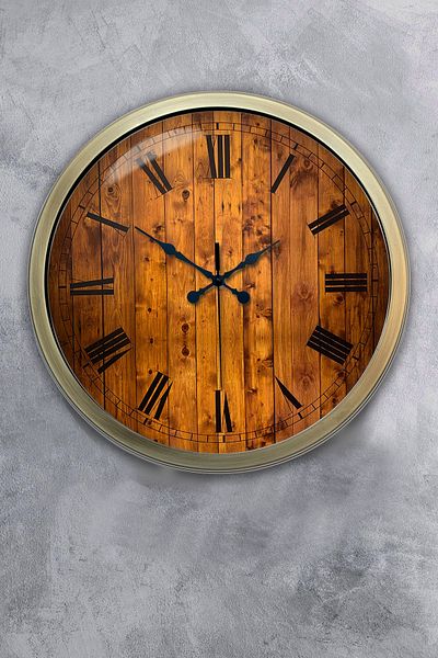 Kasva Concept Antique Metal Wood Look Wall Clock 40 cm