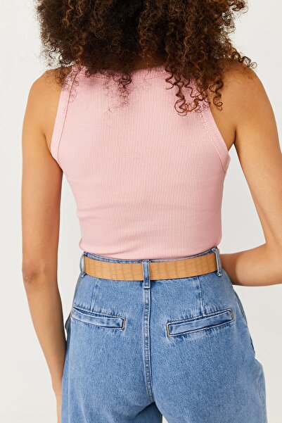 XHAN Γυναικεία μπλούζα σε σκόνη καμισόλε αμάνικη 0YZK2-10272-50