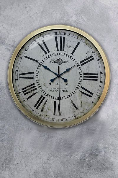 Kasva Concept 40 cm Antique Metal Roman Numbered Wall Clock