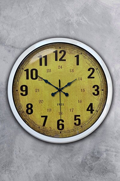 Platin Saat هدية ساعة حائط معدنية بيضاء صفراء مقاس 40 سم