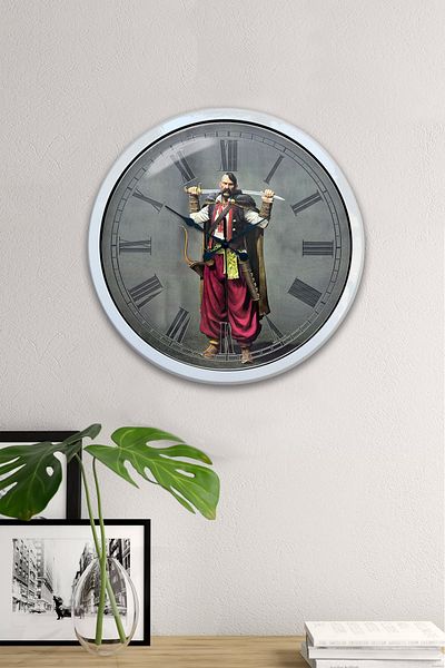 Kasva Concept Gift 40 cm White Metal New Ottoman Wall Clock
