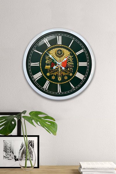 Kasva Concept Gift 40 cm White Metal Ottoman Empire Wall Clock