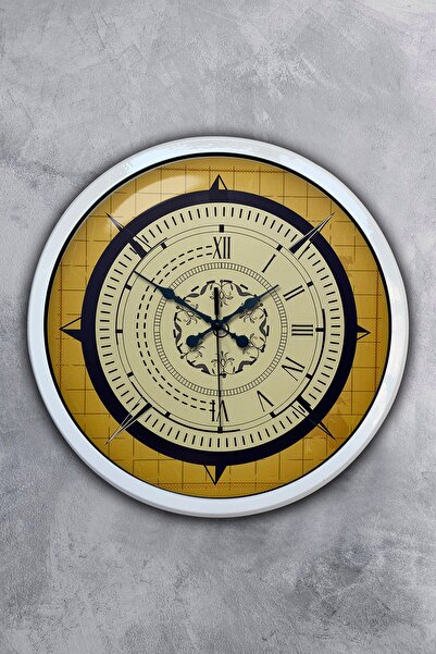 Platin Saat هدية ساعة حائط بوصلة معدنية بيضاء مقاس 40 سم