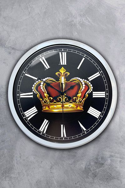 Kasva Concept Ρολόι τοίχου 40 εκ. Λευκό Μεταλλικό King Crown
