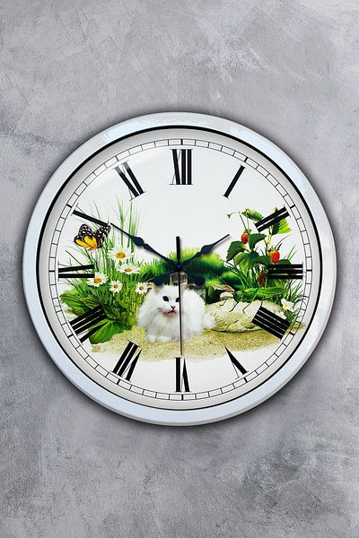 Kasva Concept 40 cm White Metal Natural Life Wall Clock