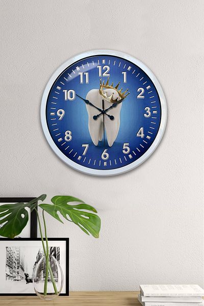 Kasva Concept Gift 40 cm White Metal Dentist Wall Clock