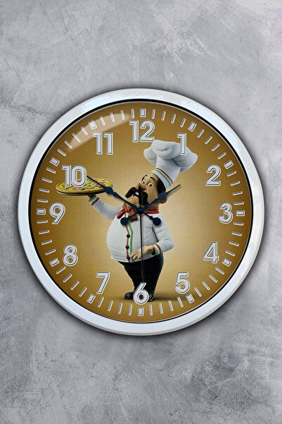 Platin Saat ساعة حائط للمطبخ مصنوعة من المعدن الأبيض مقاس 40 سم