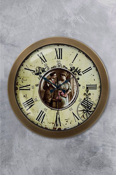 Kasva Concept Gift 36 cm Antique Metal Nostalgia Wall Clock