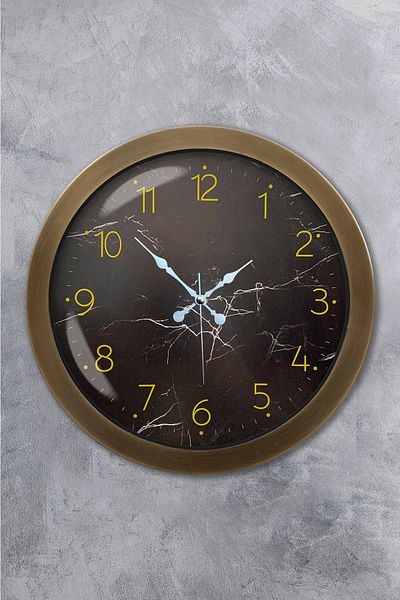 Kasva Concept Gift 36 cm Antique Metal Black Patterned Wall Clock