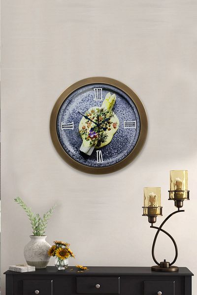 Kasva Concept Gift 36 cm Antique Metal Kitchen Wall Clock