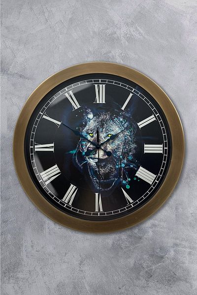 Kasva Concept Gift 36 Cm Tumbled Metal Wolf Wall Clock
