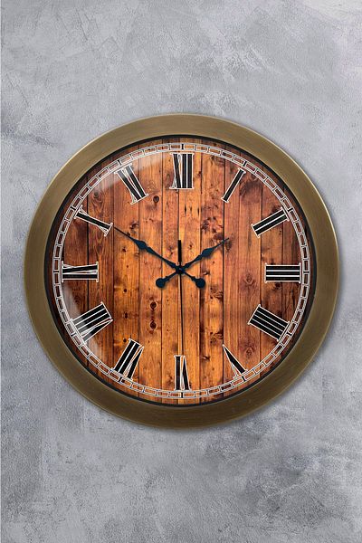 Kasva Concept Antique Metal Wood Look Wall Clock 36 cm