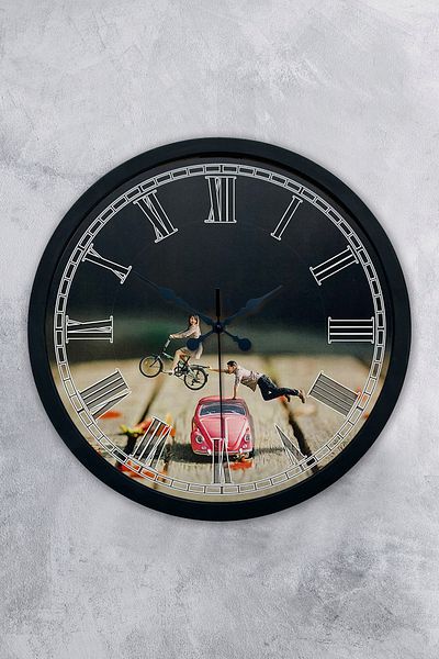 Kasva Concept Gift 36 cm Black Metal Tosbağa Wall Clock