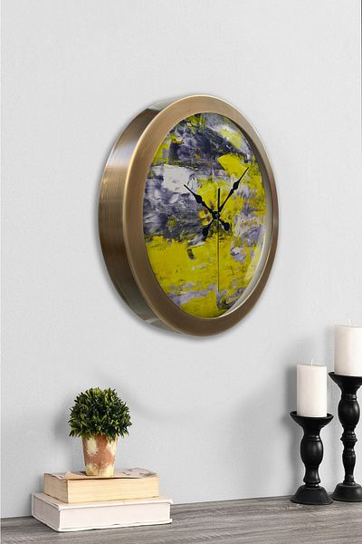 Kasva Concept Gift 36 cm Antique Metal Yellow Wall Clock