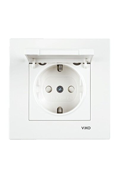 VİKO Karre Çocuk Korumalı Kapaklı Topraklı Priz (çerçeve Hariç)