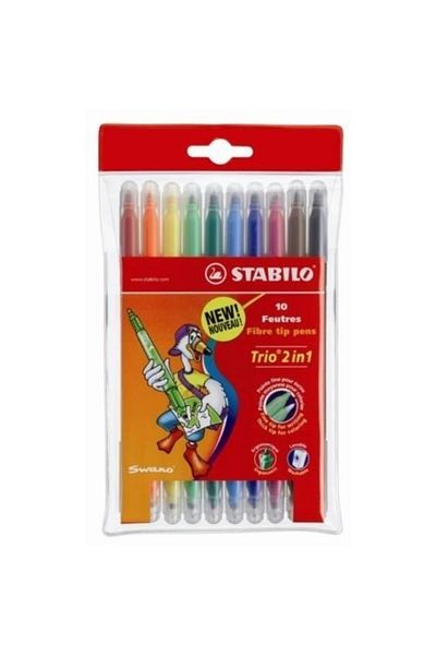 Stabilo Double Tip Felt Pen Set 10 Colors Package Trio 2in1