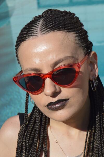 By Harmony Women's Red Transparent Cat Eye Design Sunglasses