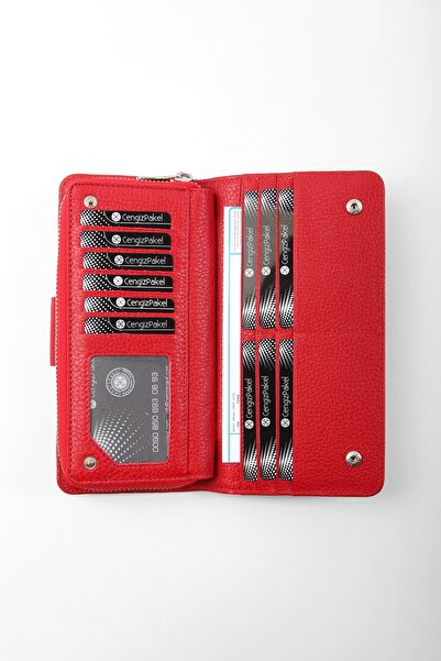 CENGİZ PAKEL Hakiki Deri Kırmızı Cüzdan