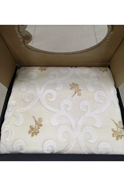 Merinos Pırıltı Çift Kişilik Embos Vizon Battaniye Kemik Gold