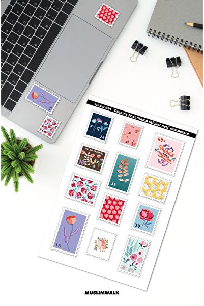 MuslimWalk Dreams Post Stamp Sticker Seti - Pul, Laptop, Defter, Planlayıcı Için Posta Pulu Etiket Seti #54