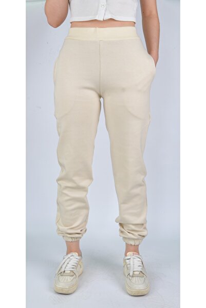 Modoo Tekstil Γυναικεία Κρεμ Φούτερ με Ελαστικά Πόδια