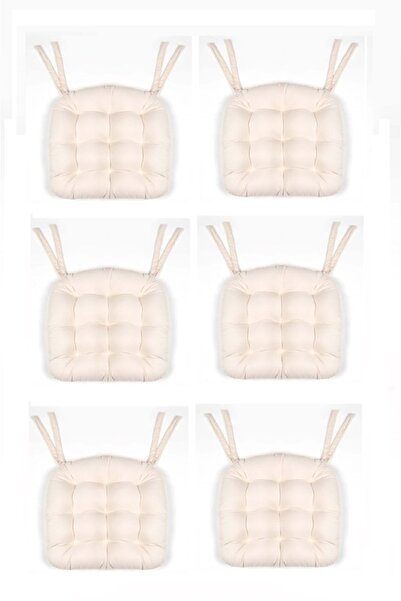 Kuscini 6'lı Özel Set- Pofidik Natura 40 Yuvarlak Bağcıklı Sandalye Minderi S...