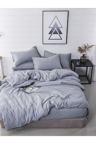 üntaş طقم غطاء لحاف قطني فردي من Life Plain مقاس 160x220