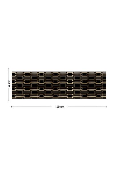 Vagonik Runner cu imprimeu digital cu model negru auriu 140x40