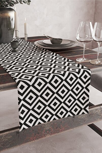 Vagonik Чорно-білий бігунок з цифровим принтом у вигляді квадратів 140x40