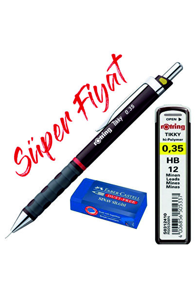Rotring Tikky 0.35 Versatil + 0.35 Uç + Faber Sınav Silgisi