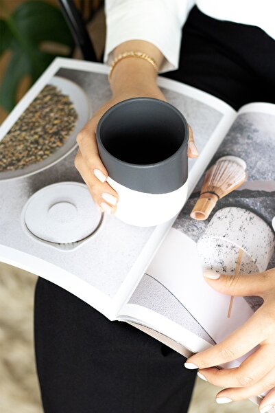 Beige & Stone كوب سيراميك مصنوع من الحجر الطبيعي بدون مقبض